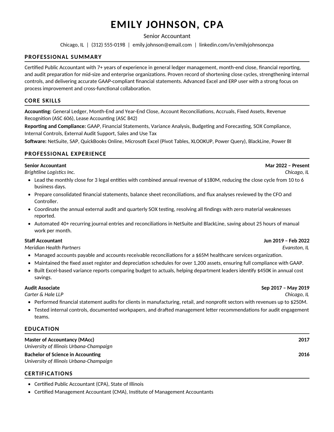 Accountant Resume template for Google Docs and Word