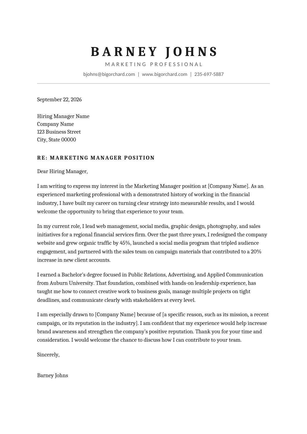 ATS-Friendly Cover Letter Google Docs cover letter template