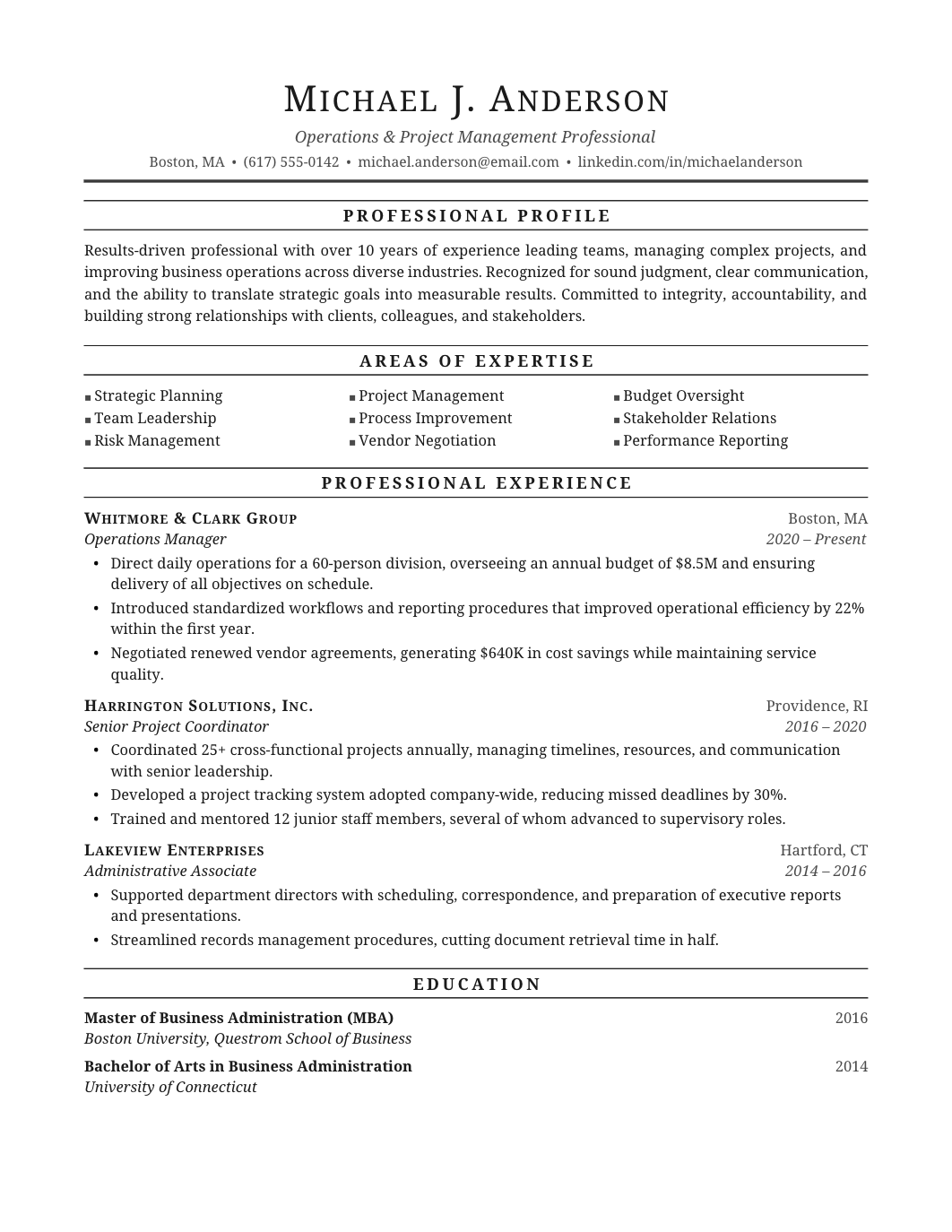 Classic Professional Resume template for Google Docs and Word
