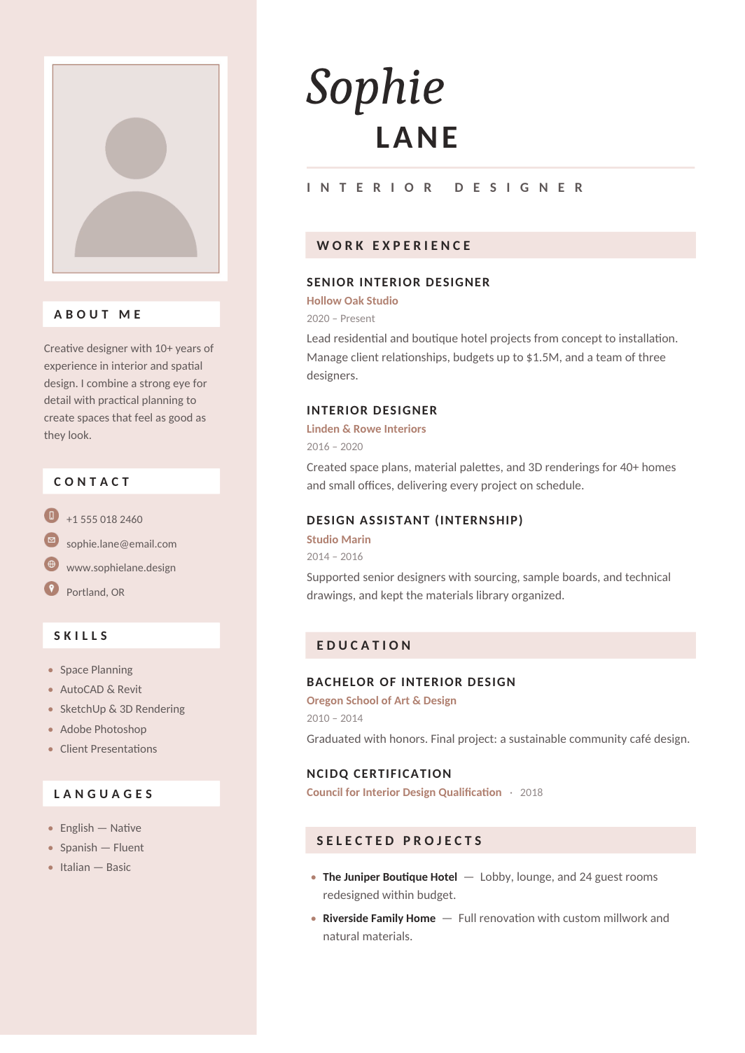 Colorful Resume Template with Photo for Google Docs and Word