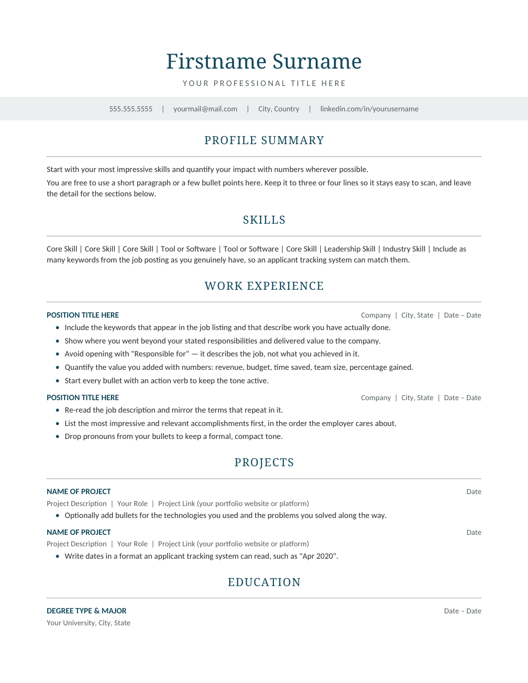 Creative Resume template for Google Docs and Word