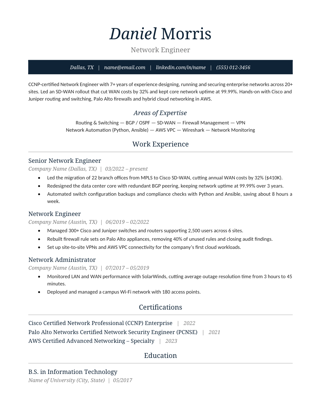 Elegant Professional Resume template for Google Docs and Word
