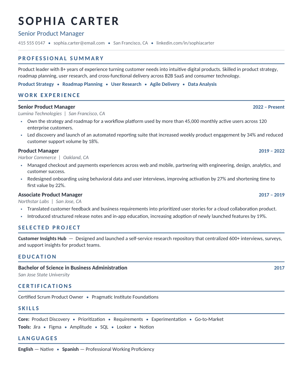 Elegant Resume template for Google Docs and Word