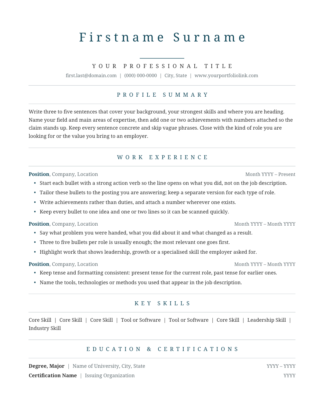 Modern Resume template for Google Docs and Word