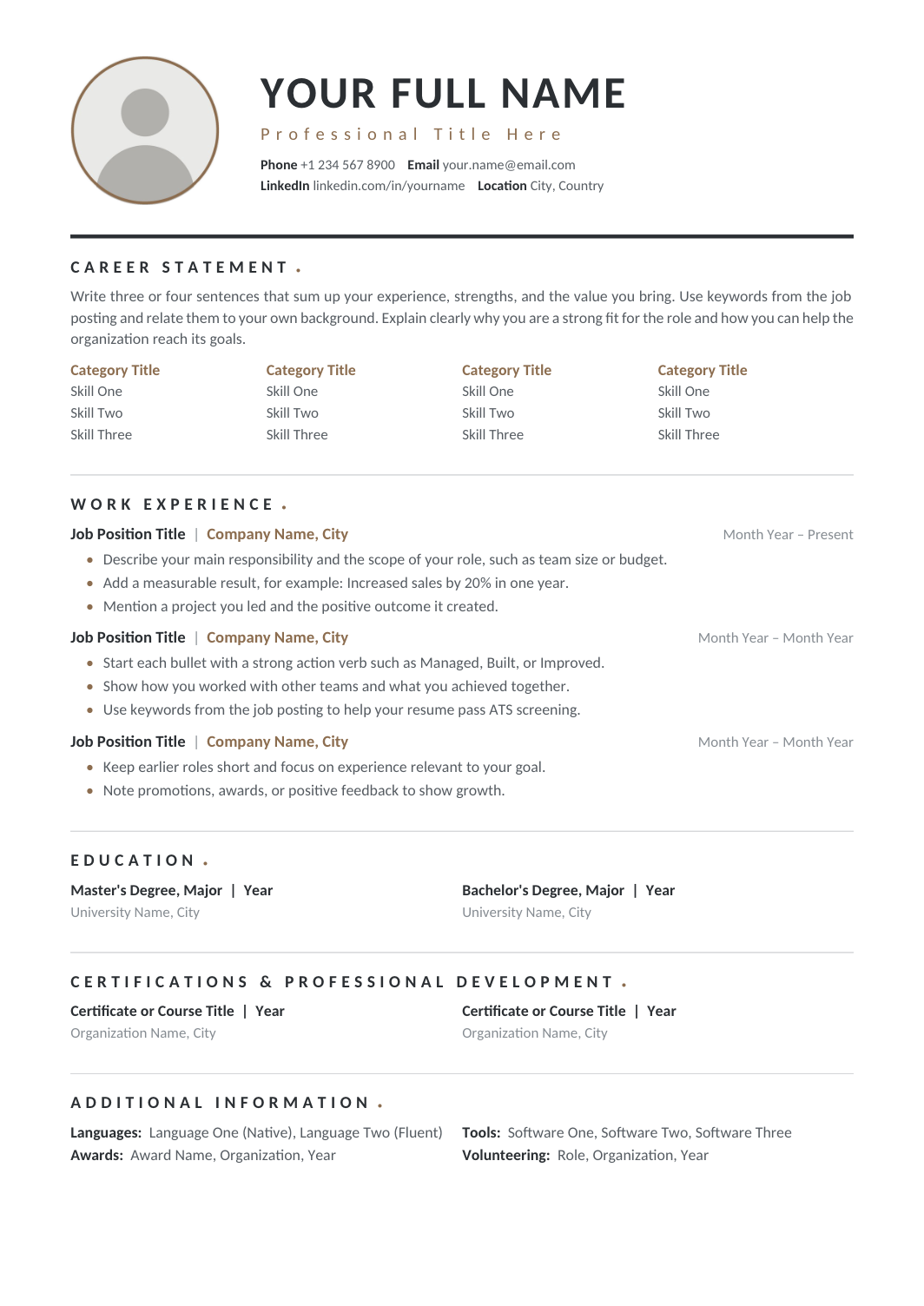 Professional Resume with Photo